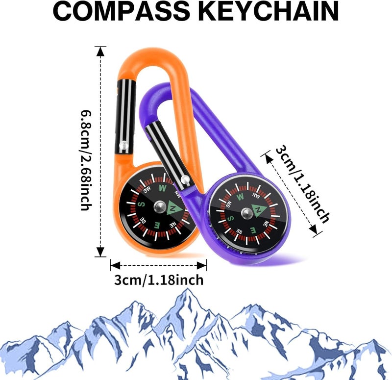 Taikula 12 Pcs Mini Compass Keychain for Kids Bulk, Small Pocket Magnetic Compass Survival Hiking for Outdoor Survival Camping Party Backpacking Accessory - Image 2
